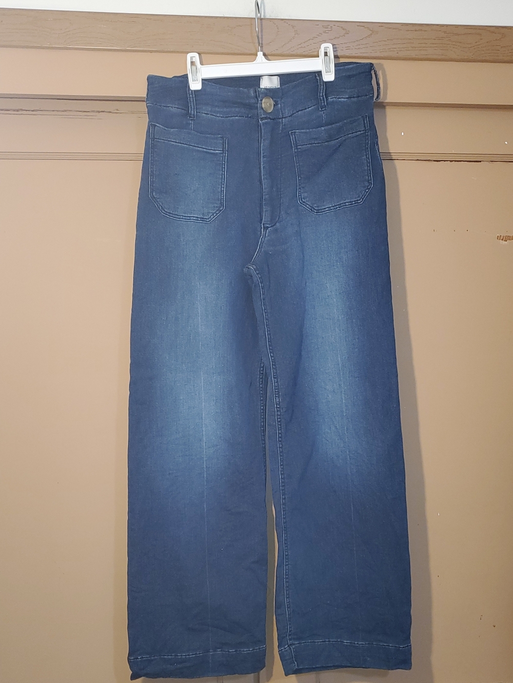 Maeve Relaxed Wide-Leg Jeans in Dark Blue